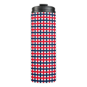 Modernes 4. Juli rot-weißes patriotisches Gitter Thermosbecher