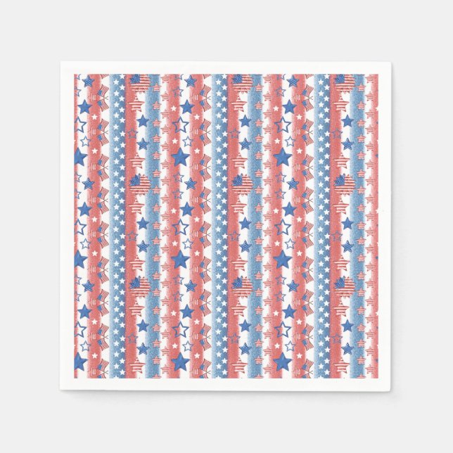 Modernes 4. Juli Sterne & Flag Party Patriotic Serviette (Vorderseite)