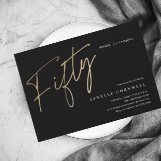 Modernes 50. Geburtstag einfache, stilvolle und el Einladungspostkarte