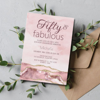 Modernes 50er und fabelhaftes Blush Pink Gold Agat Einladung