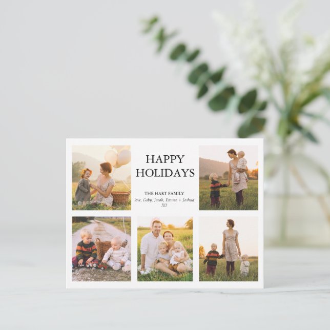 Modernes 5-Foto-Foto Postkarte (Stehend Vorderseite)