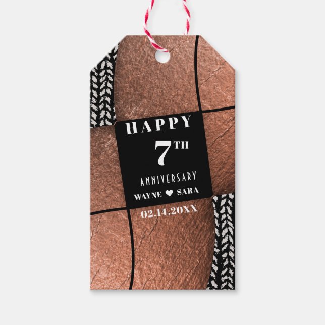 Modernes 7. Jahr der Kupferwolle Geschenkanhänger (Vorderseite)