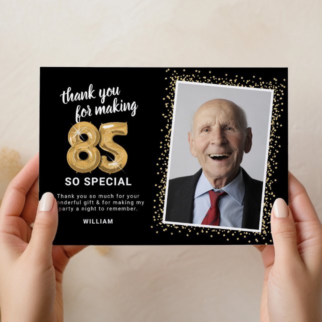 Modernes 85. Erwachsenenalter Geburtstag Foto Dankeskarte (Von Creator hochgeladen)