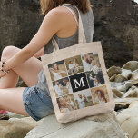 Modernes 8-Fotomaterial Personalisiert Tragetasche<br><div class="desc">Erstellen Sie Ihre eigene Foto Collage Tote Tasche. Das Design verfügt über 8 trendige insta quadratische Bilder Ihrer Wahl und eine erste. 'Weitere Anpassung'. FOTO TIPP: Crop und Center Bilder zum Hochladen für beste Ergebnisse.</div>