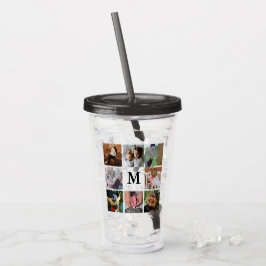 Modernes 8 Monogramm der Foto-Collagen-| Acryltrinkbecher