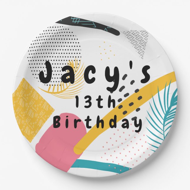 Modernes 90er-Collage Retro-Party Pappteller (Vorderseite)