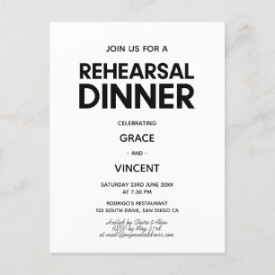 Modernes Abendessen in Schwarz/Weiß mit minimalist Postkarte
