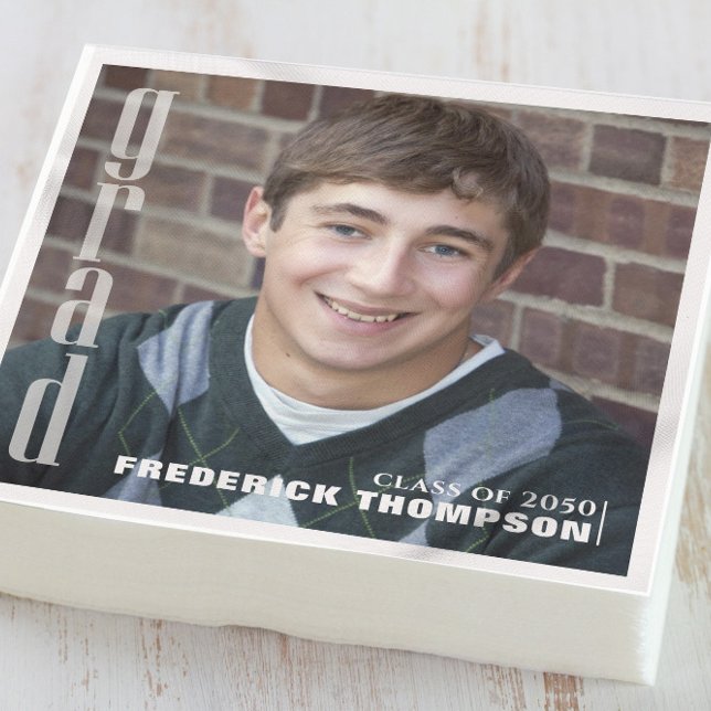 Modernes Abschluss Foto Einfaches Minimalistisches Serviette (Von Creator hochgeladen)