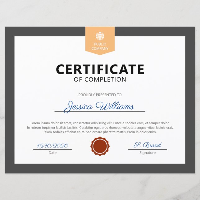 Modernes Abschlusszeugnis (Vorderseite)