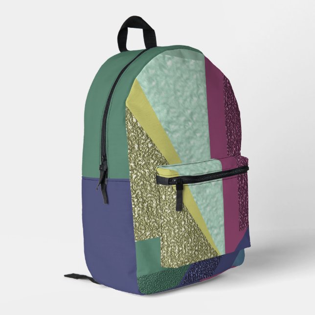 Modernes Abstrakt Bedruckter Rucksack (Rückseitige Ecke links)