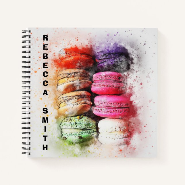 Modernes Abstrakt-farbiges Macaron-NamensNotebook Notizbuch (Vorderseite)