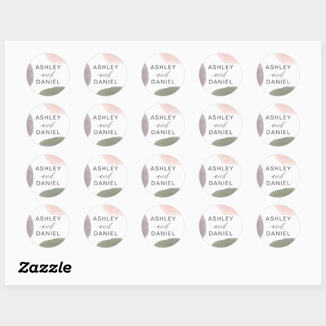 Modernes Abstrakt Garden-Hochzeitsticker Runder Aufkleber (Blatt)