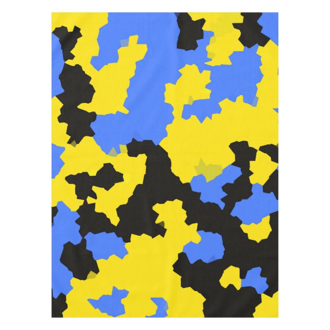 Modernes, Abstrakt-gelb-blaues Muster Tischdecke (Vorderseite)