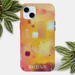Modernes Abstrakt-gelbes Personalisiert Case-Mate iPhone Hülle<br><div class="desc">Moderne abstrakte Aquarellmalerei in warmen Herbstfarben oder Herbstfarben. Gelb,  ocker,  rosa,  orange und creme. Originelle Kunst von Nic Squirrell. Ändern Sie den Namen,  um ihn zu personalisieren.</div>