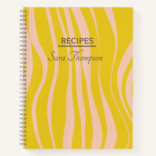Modernes abstrakt-gelbes Wellenrezept personalisie Notizbuch