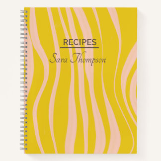 Modernes abstrakt-gelbes Wellenrezept personalisie Notizbuch