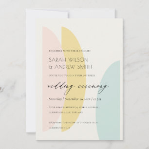 MODERNES ABSTRAKT GELBLICHES BLUSH AQUA WEDING INV DANKESKARTE