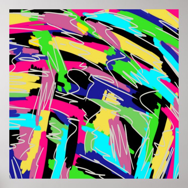 Modernes Abstrakt in Regenbogenfarben Poster (Vorne)