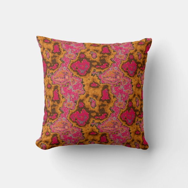 Modernes, Abstrakt orange rosa, blaues Muster-Dreh Kissen (Vorderseite)