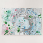 Modernes Abstrakt rosa blaues, weißes Template<br><div class="desc">Modernes Puzzle mit Abstrakt rosa blaugrüner weißer Vorlage.</div>