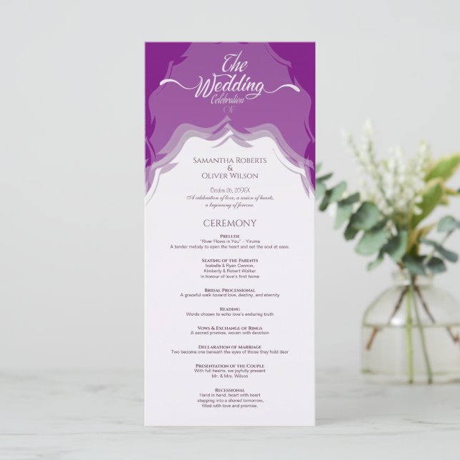 Modernes Abstrakt-rosa Hochzeitsprogramm Programm (Stehend Vorderseite)