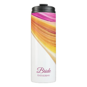 Modernes Abstrakt-rosa-orangefarbenes Gelb- Thermosbecher