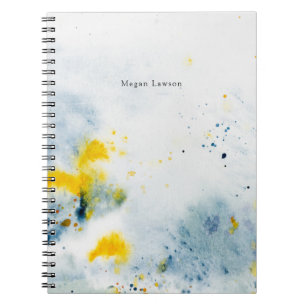 Modernes Abstraktes Aquarell Blau und Gelb Notizblock
