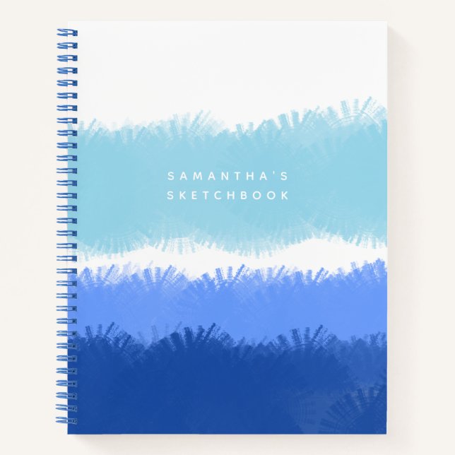 Modernes Abstraktes Aquarellbuch Blaue Töne Notizbuch (Vorderseite)