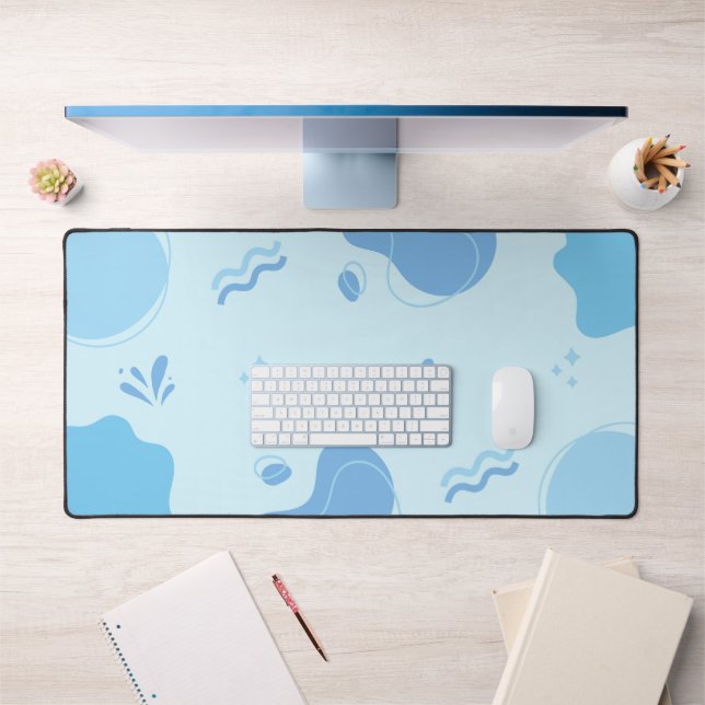 Modernes Abstraktes Blau Minimalistisch Schreibtischunterlage (Büro 1)
