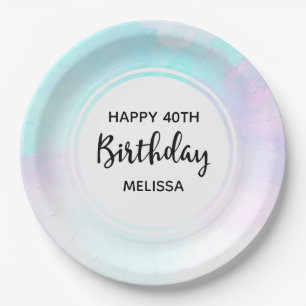 Modernes Abstraktes Blau und Lila Wasserfarbe Gebu Pappteller