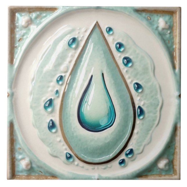 Modernes, Abstraktes Blau- und Weißwasserbad Fliese (Vorderseite)