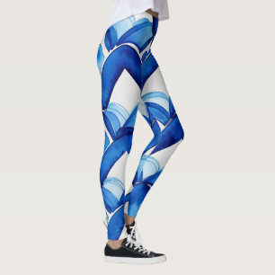 Modernes, Abstraktes Blaues Wasserfarben-Muster Leggings