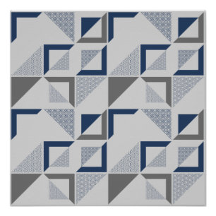 Modernes Abstraktes Blaugraues geometrisches Muste Poster