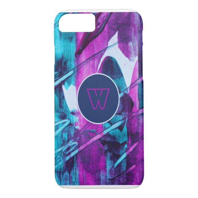 Modernes Abstraktes Blaurosa Pinselstriche Case-Mate iPhone Hülle (Rückseite)