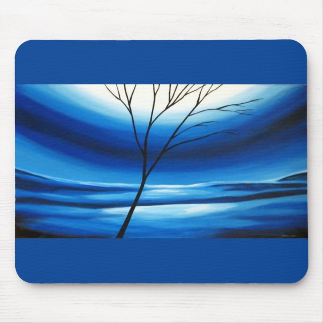 Modernes Abstraktes Blue Sky Tree Elegantes Templa Mousepad (Vorne)