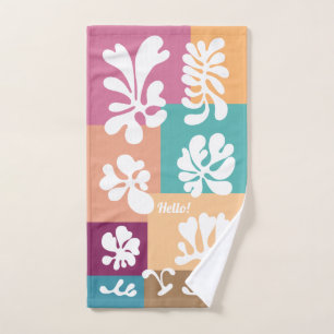 Modernes Abstraktes Blumenmuster   Hand an Handtuch