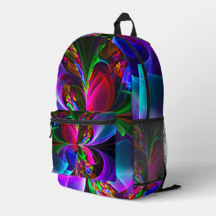Modernes Abstraktes Blumenmuster Red Blue #12 Bedruckter Rucksack