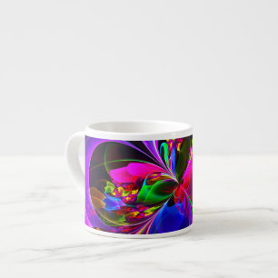 Modernes Abstraktes Blumenmuster Red Blue #12 Espressotasse