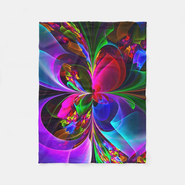 Modernes Abstraktes Blumenmuster Red Blue #12 Fleecedecke (Vorderseite)