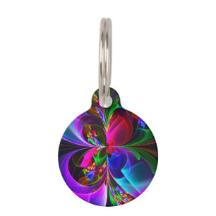 Modernes Abstraktes Blumenmuster Red Blue #12 Haustiermarke