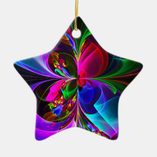 Modernes Abstraktes Blumenmuster Red Blue #12 Keramik Ornament
