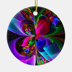 Modernes Abstraktes Blumenmuster Red Blue #12 Keramik Ornament