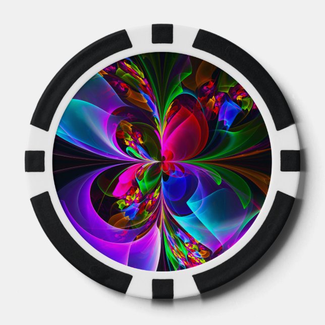 Modernes Abstraktes Blumenmuster Red Blue #12 Pokerchips (Vorderseite)