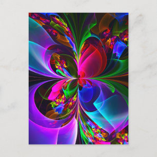 Modernes Abstraktes Blumenmuster Red Blue #12 Postkarte