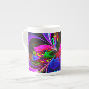 Modernes Abstraktes Blumenmuster Red Blue #12 Prozellantasse