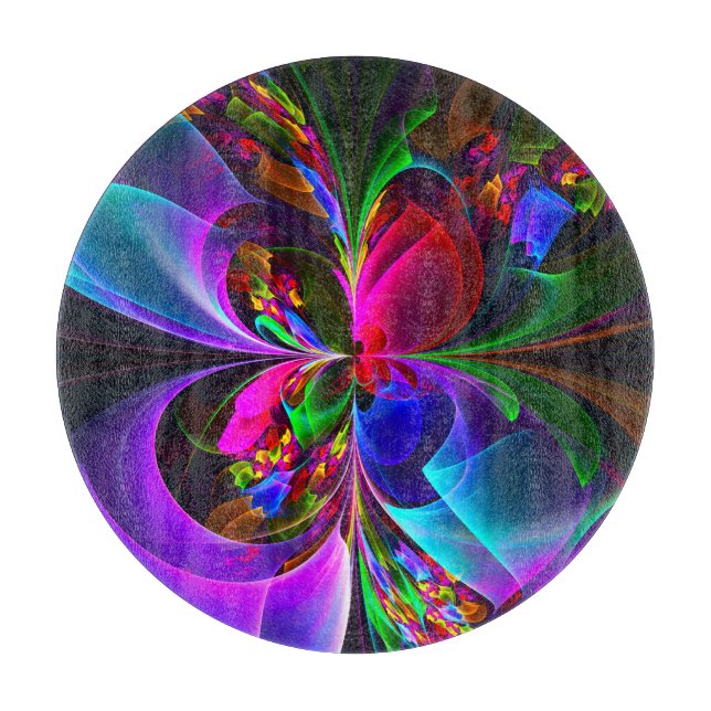 Modernes Abstraktes Blumenmuster Red Blue #12 Schneidebrett (Vorderseite)