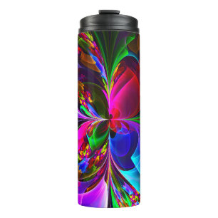 Modernes Abstraktes Blumenmuster Red Blue #12 Thermosbecher