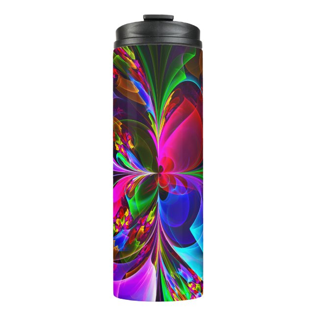 Modernes Abstraktes Blumenmuster Red Blue #12 Thermosbecher (Vorderseite)