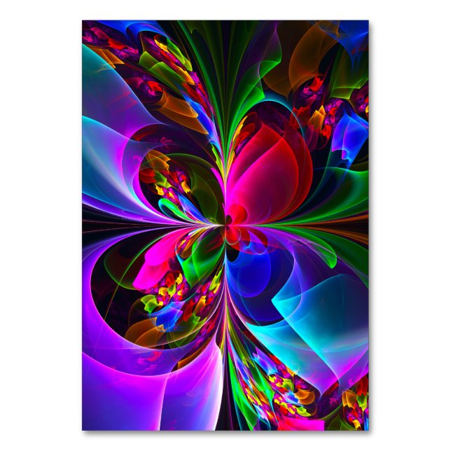 Modernes Abstraktes Blumenmuster Red Blue #12 Tischnummer (Vorderseite)