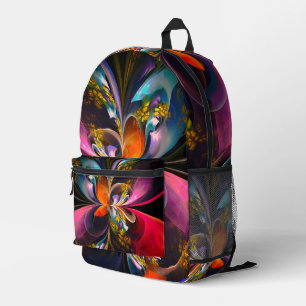 Modernes Abstraktes Blumenmuster Red Blue #13 Bedruckter Rucksack